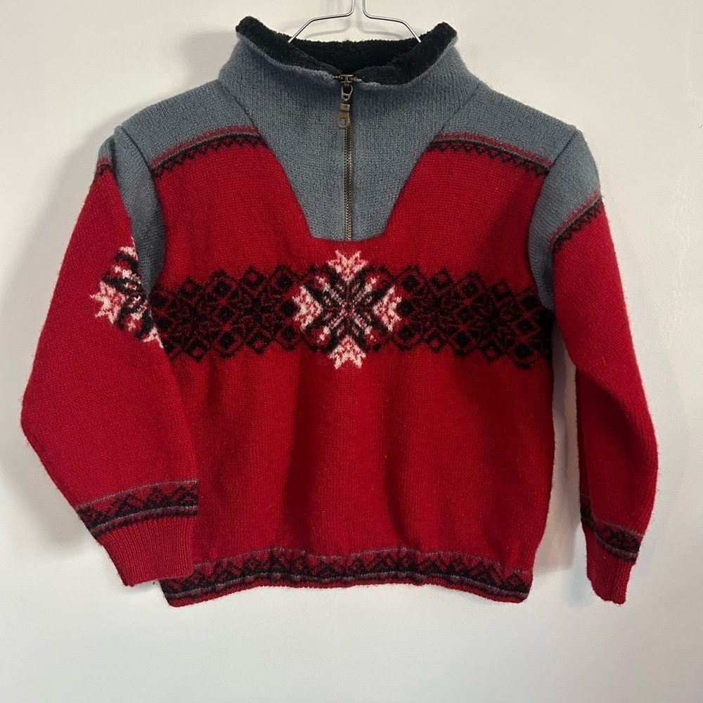 Red and Gray Youth Sweater